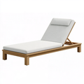 Lettino prendisole 200 x 70 x 90 cm in legno e tessuto bianco - schienale regolabile da esterno