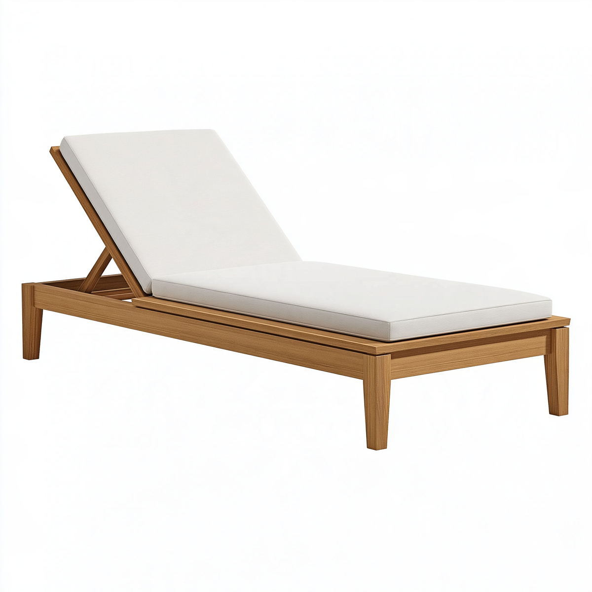 Lettino prendisole 200 x 70 x 85 cm in legno marrone con cuscino bianco reclinabile da esterno