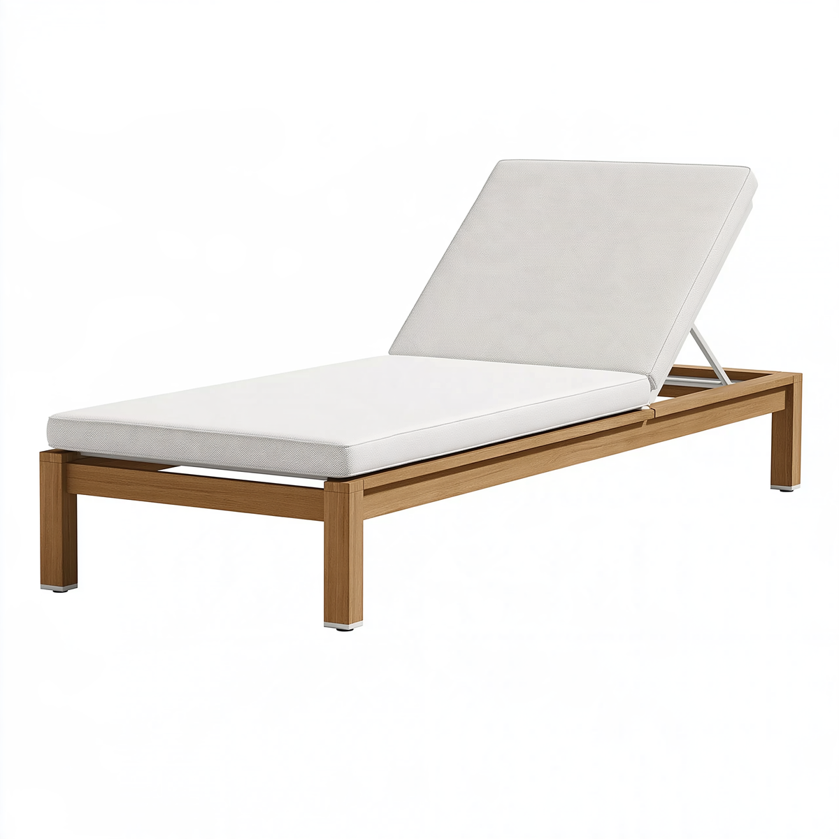 Lettino prendisole 200 x 70 cm in legno naturale e tessuto bianco con schienale regolabile
