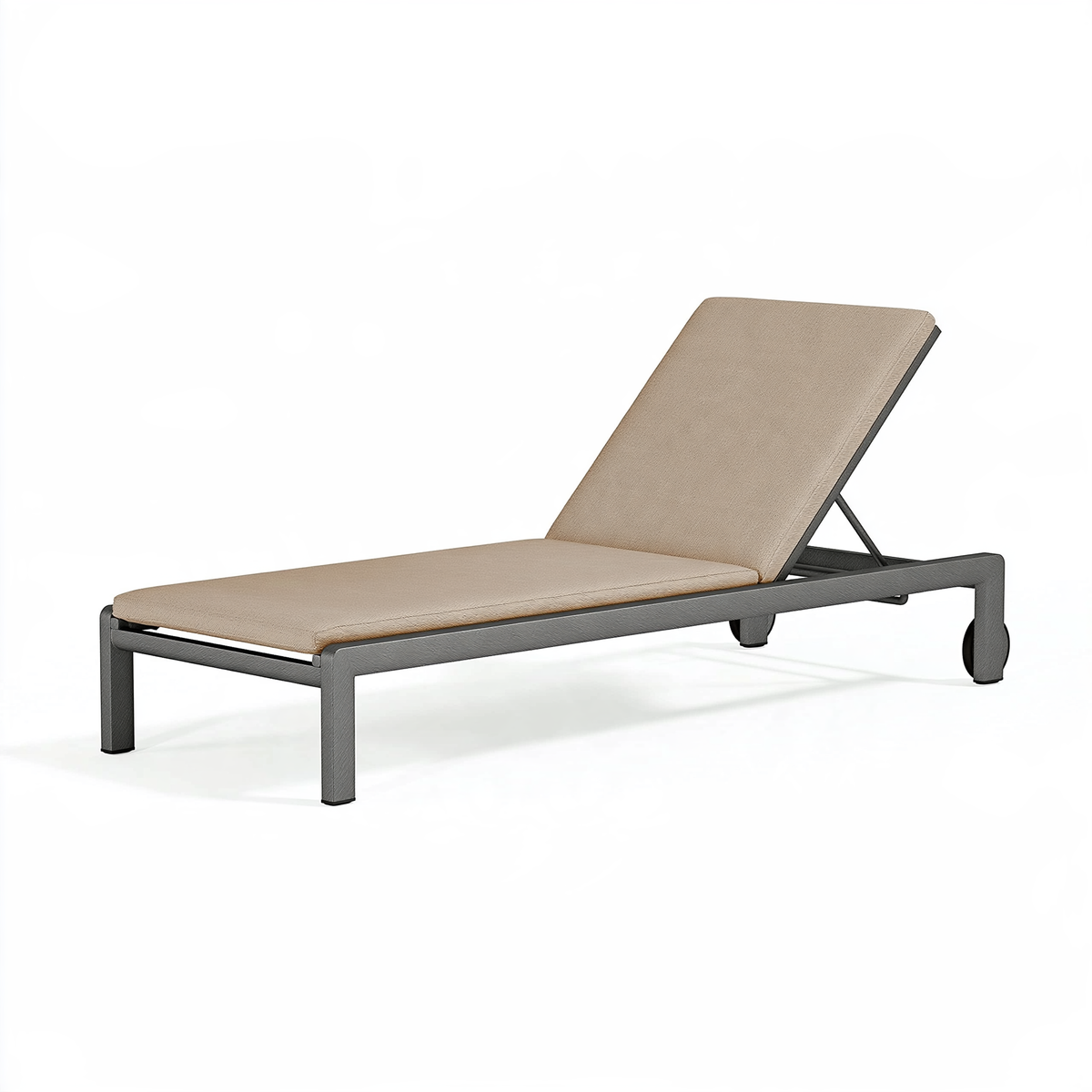 Lettino prendisole 200 x 70 x 90 cm in metallo grigio e tessuto beige con schienale regolabile