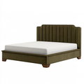Letto matrimoniale 160 x 200 cm imbottito verde oliva - testiera a canali verticali
