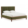 Letto matrimoniale 160 x 200 cm in tessuto verde e legno - stile classico con testiera imbottita
