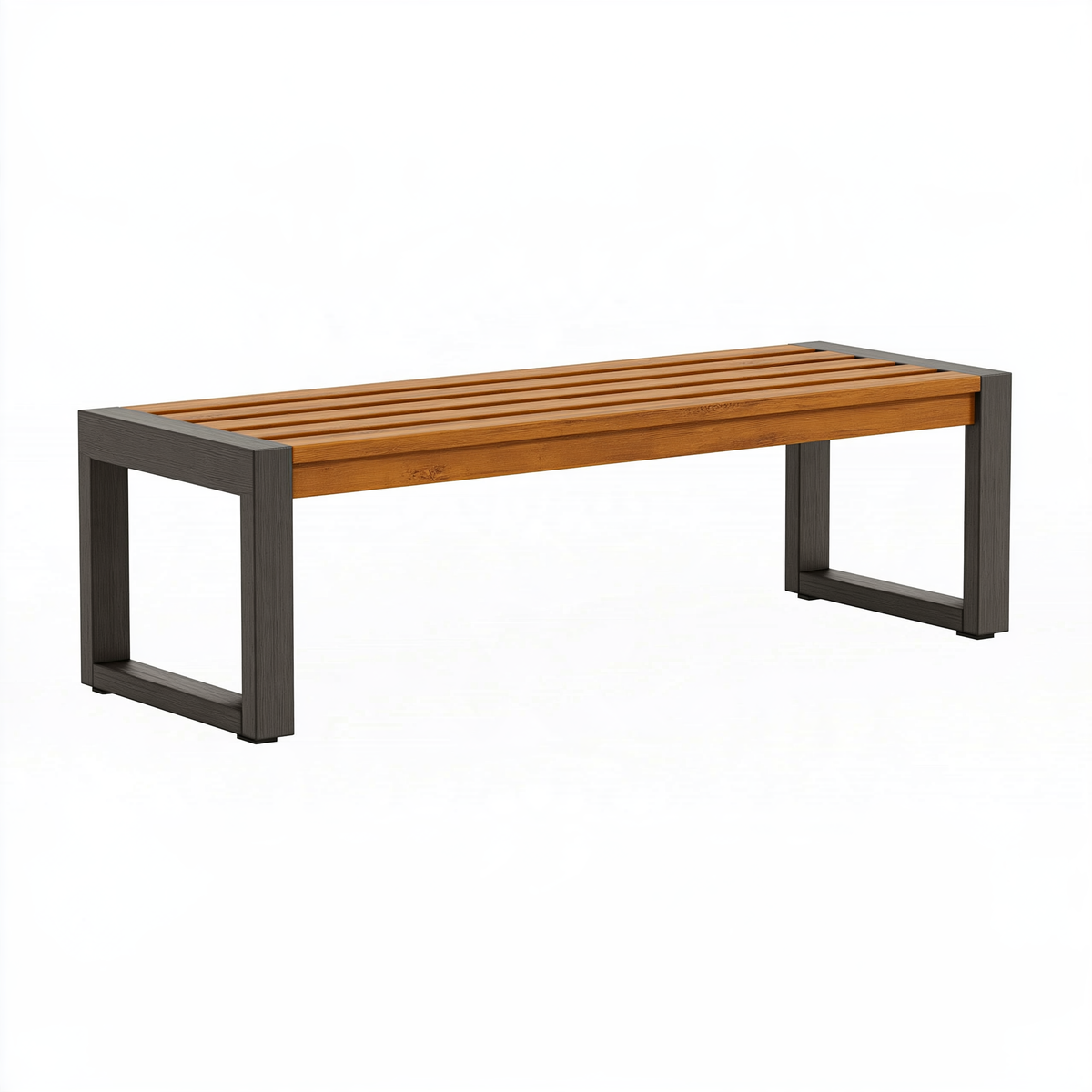 Panca da giardino 150 x 40 x 45 cm in legno marrone e antracite con seduta a doghe stile moderno