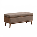 Panca contenitore 120 x 45 x 50 cm in legno e tessuto marrone tortora - seduta imbottita con cassetto