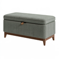 Panca contenitore 100 x 45 x 45 cm in tessuto verde salvia con base in legno - stile moderno