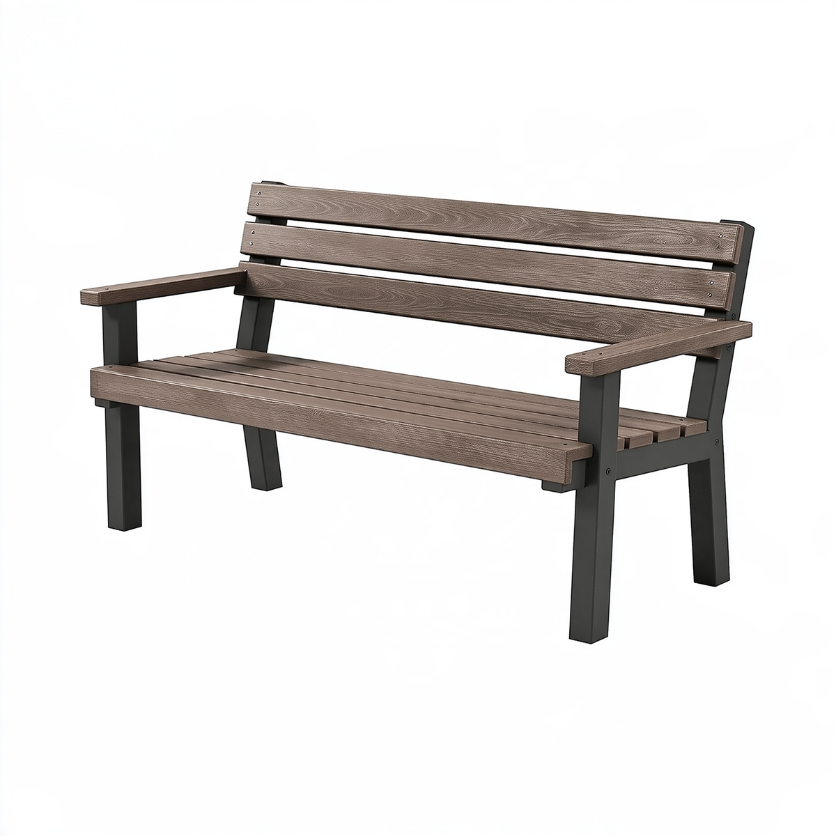 Panchina da giardino 120 x 60 x 85 cm in legno composito marrone con struttura in metallo