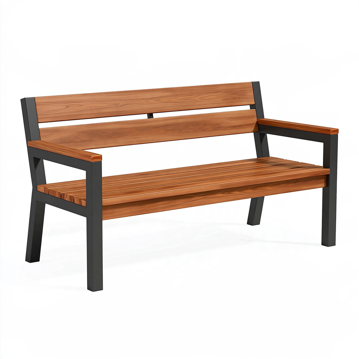 Panca da giardino 150 x 65 x 85 cm in legno e metallo marrone nero con braccioli
