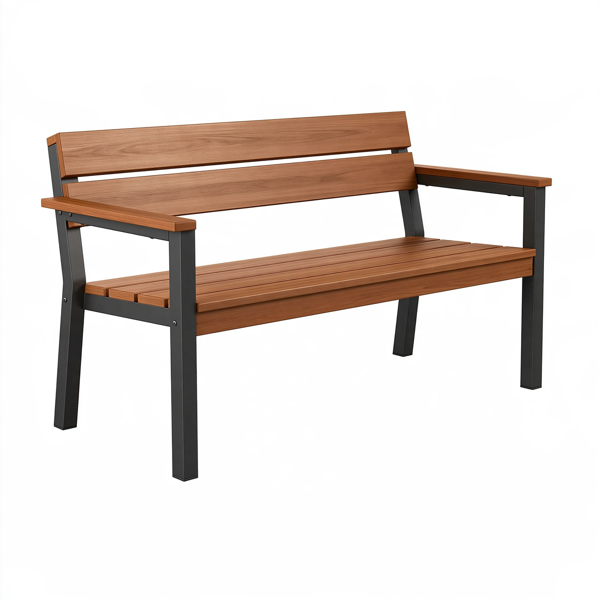 Panca da giardino 130 x 65 x 85 cm in metallo e doghe effetto legno marrone stile industriale