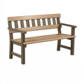 Panca da giardino 122 x 65 x 92 cm in plastica marrone e beige - seduta a doghe con braccioli