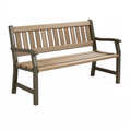 Panca da giardino 122 x 64 x 91 cm in plastica marrone e beige con schienale a doghe