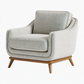 Poltrona 85 x 82 x 88 cm in tessuto grigio chiaro con base in legno - stile moderno