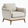 Poltrona 80 x 85 x 85 cm in tessuto beige con base in legno per soggiorno stile moderno