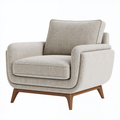 Poltrona 90 x 85 x 90 cm in tessuto beige con piedi in legno - stile moderno