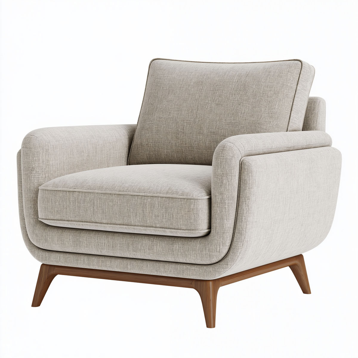 Poltrona 90 x 85 x 90 cm in tessuto beige con piedi in legno - stile moderno