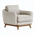 Poltrona 85 x 88 x 86 cm in tessuto beige con base in legno - stile moderno