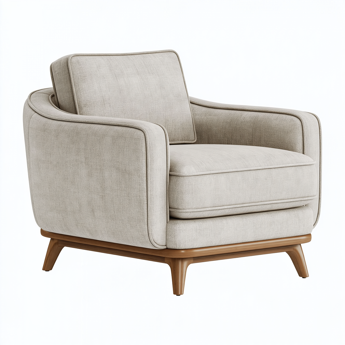 Poltrona 85 x 88 x 86 cm in tessuto beige con base in legno - stile moderno