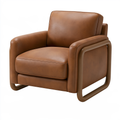 Poltrona 85 x 80 x 82 cm in similpelle cognac - stile moderno con braccioli