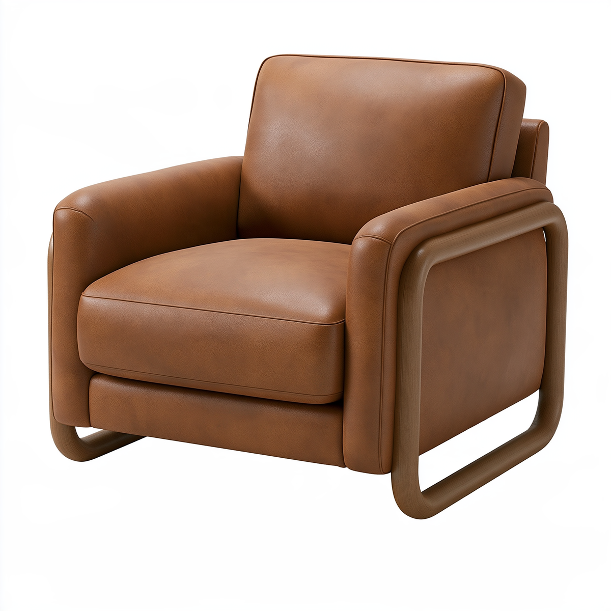 Poltrona 85 x 80 x 82 cm in similpelle cognac - stile moderno con braccioli