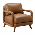 Poltrona 76 x 82 x 88 cm in rivestimento effetto pelle marrone - stile moderno con braccioli