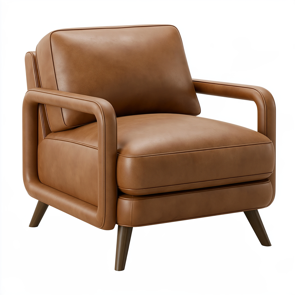 Poltrona 76 x 82 x 88 cm in rivestimento effetto pelle marrone - stile moderno con braccioli