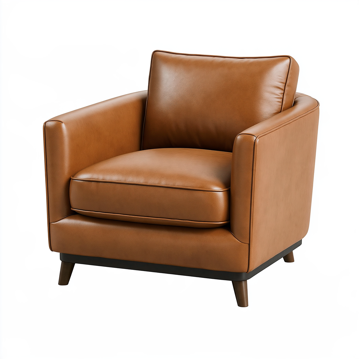 Poltrona 80 x 85 x 90 cm in rivestimento effetto pelle marrone - stile moderno per soggiorno