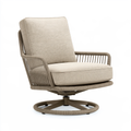 Poltrona girevole 80 x 85 x 102 cm in corda e tessuto beige stile moderno